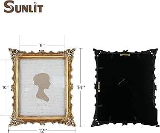 Vintage Picture Frame 8x10 Inch, Luxury Antique Photo Frames with Glass Front, Photo Display, Tabletop Wall Hanging, Gift Ideas, Bronze Gold