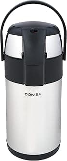 DOMEA Airpot Flask, 3 L, Insulated Hot And Cold Beverage Dispenser, 12 Hours Heat Retention, Pump Action Thermal Flask For Home, Office & Events