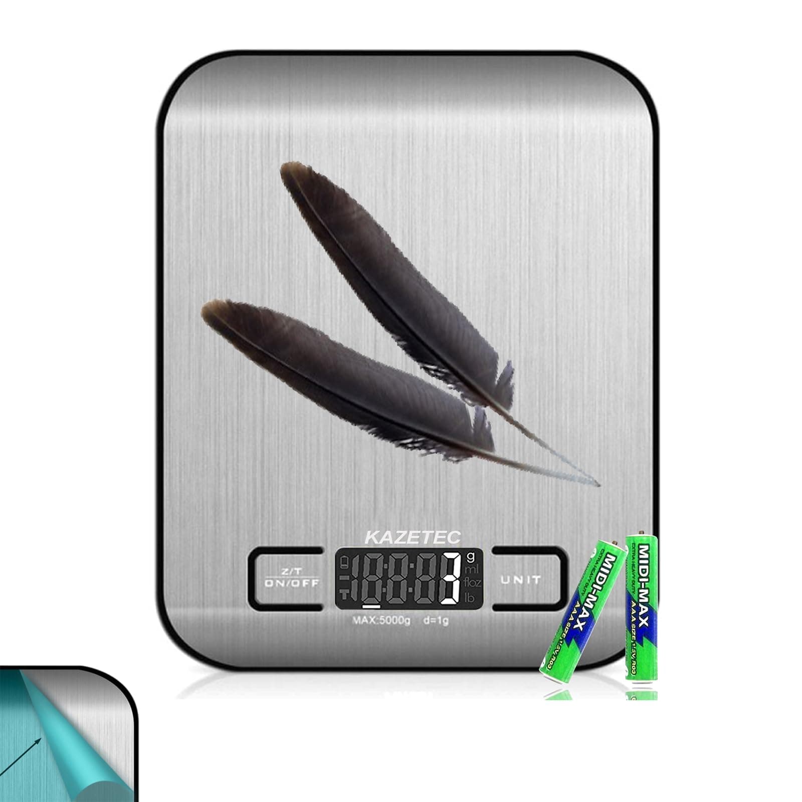 Digital Kitchen Scale,Multifunction Food Scale Measure Weight(MAX:11LB/5KG/176OZ) Accurately,Stainless Steel Scale Digital Weight,Large LCD Display,Waterproof,4 Unit(G/ML/OZ/LB.OZ)