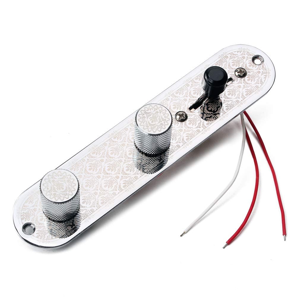 Alnicov Guitar Fully Loaded Control Plate Pre Wired 3 Way Control Plate With Wiring Harness For Fender Tele Telecaster Electric Guitar,Chrome
