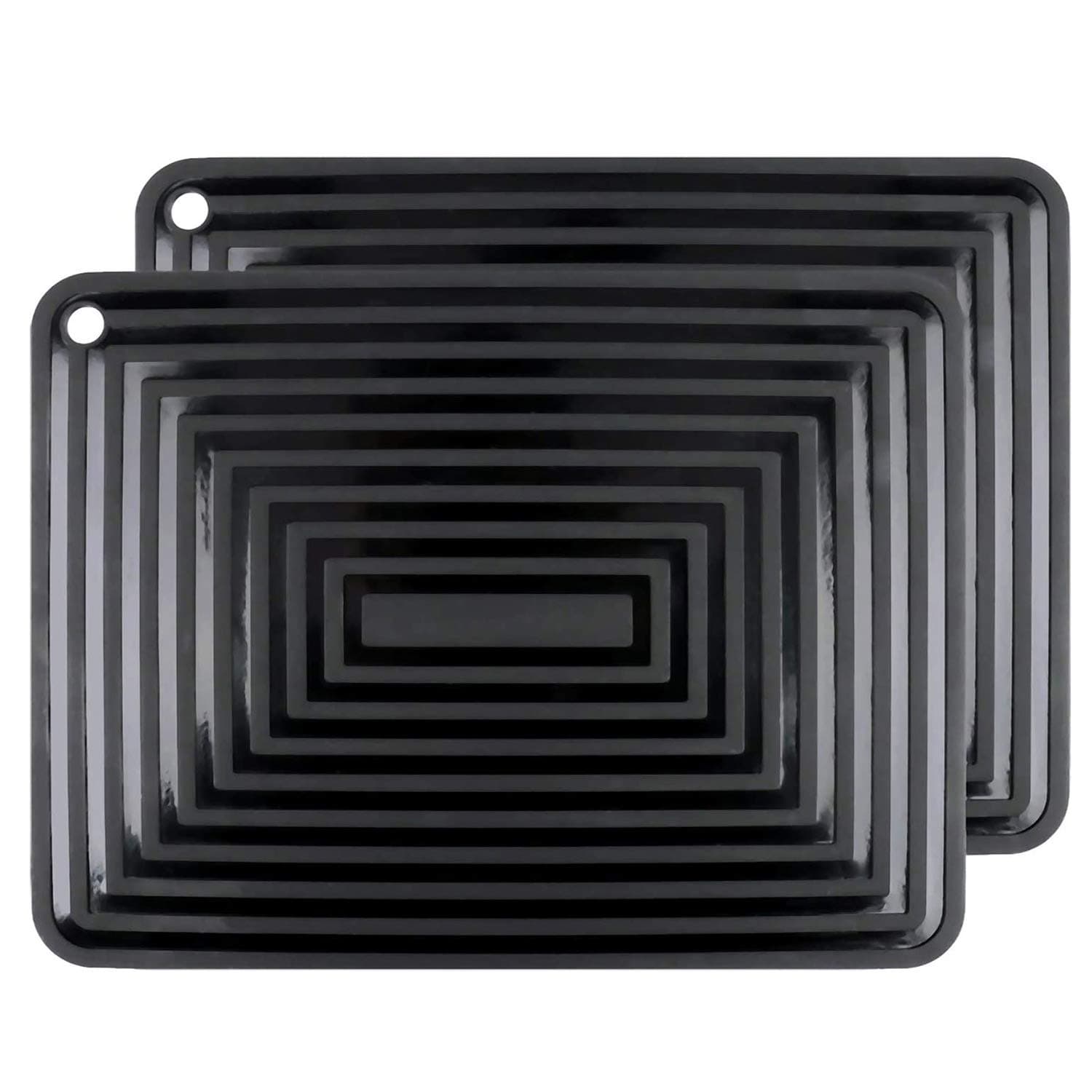 2 Pack Large Silicone Trivet Mats/Hot Pads,Pot Holder,9"x12" Non Slip Flexible Durable Heat Resistant Pot Coaster Kitchen Table Countertop Mats (Black)