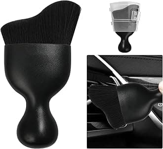Ziciner Car Detailing Brush, Curved Soft Bristles Auto Removal Dust Collectors, Universal Vehicle Dashboard, Air Conditioner Vents etc Interior Cleaning Tool Accessories (Black)