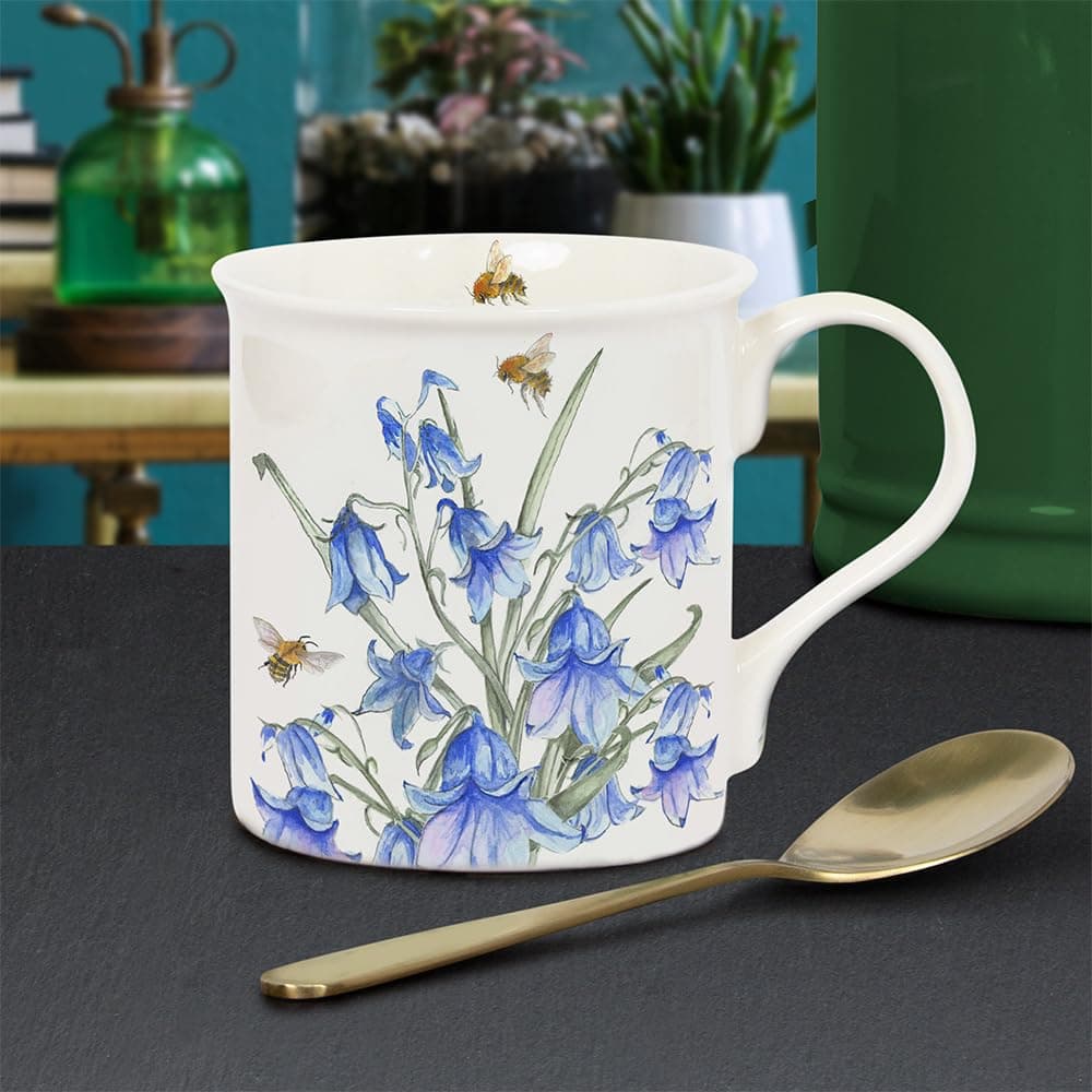 The Leonardo CollectionLesser & Pavey British Designed Coffee Mug | Ceramic Coffee Mugs for Home or Work | Large Mugs for Hot Drinks | Bee Tanical Bluebells Tea and Coffee Cups - Sarah Boddy