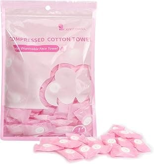 Classycoo Compressed Towel 100 PCS Mini Tablets Disposable Portable Face Towel Cotton Coin Tissue Eco-Friendly for Travel, Camping, Hiking, Sport, Beauty, Home Hand Wipes, Outdoor Activities Pink