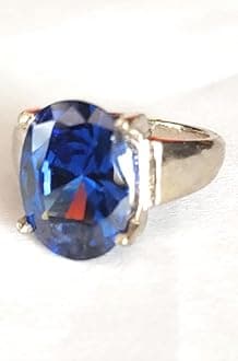 Exclusive Blue Zircon Substitute of Neelam Gemstone Weight 7.25 Ratti Panch Dhatu Silver Coated adjustable ring For Men and Women