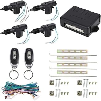 X AUTOHAUX 4 Doors Central Lock Locking System Car Keyless Entry Kit with Actuator - Only for 12V Vehicles Central Lock with 2 Remote Control Key