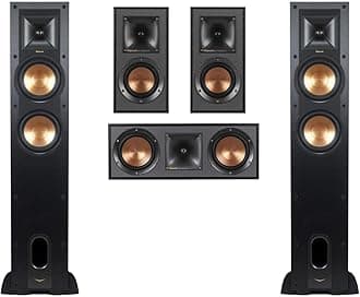 Klipsch Reference 5.0 Home Theater System - Bundle with 2X R-26FA Floorstanding Speaker, R-25C Center Channel Speaker, 2X R-41M Bookshelf Speaker