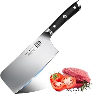 SHAN ZU Cleaver Knife, Japanese Kitchen Knives 7 Inch High-Carbon German Butcher Chef Knives Stainless Steel Sharp Chopper Chinese Carving Knife Professional Utility Knife with Pakkawood Handle