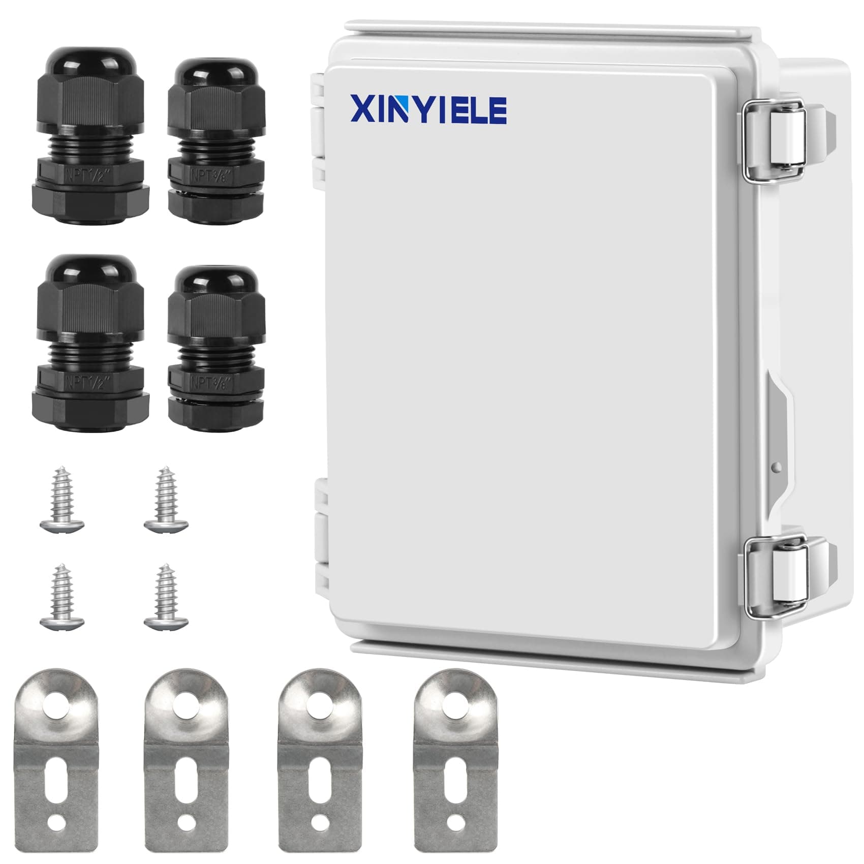 Waterproof Outdoor Project ABS Plastic Junction Box IP67 Weatherproof Dustproof Enclosure with Hinged Cover, Mounting Plate,Wall Brackets for Power Project (8.7"X6.7"X4.5")