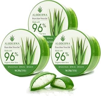 Organic Pure Aloe Vera Gel, 3-Pack, Made with 96% USDA Organic Certified Aloe Vera within 12 Hours of Harvest (200g, 7.0 oz), Suitable for All Skin Types – No Sticky Residue – Eco-Friendly