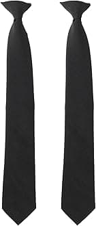 2 Pieces Men's Clip on Ties Black Ties for Men 20 Inches Pre Tied Neckties for Business Banquets, Parties, Weddings, School Uniforms