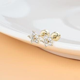 Cartilage Screw Back Earrings for Women, Flat Back Earrings Sterling Silver Hypoallergenic Earrings for Girls Conch Helix Piercing Jewelry Crawler Butterfly Flower Stud Earrings