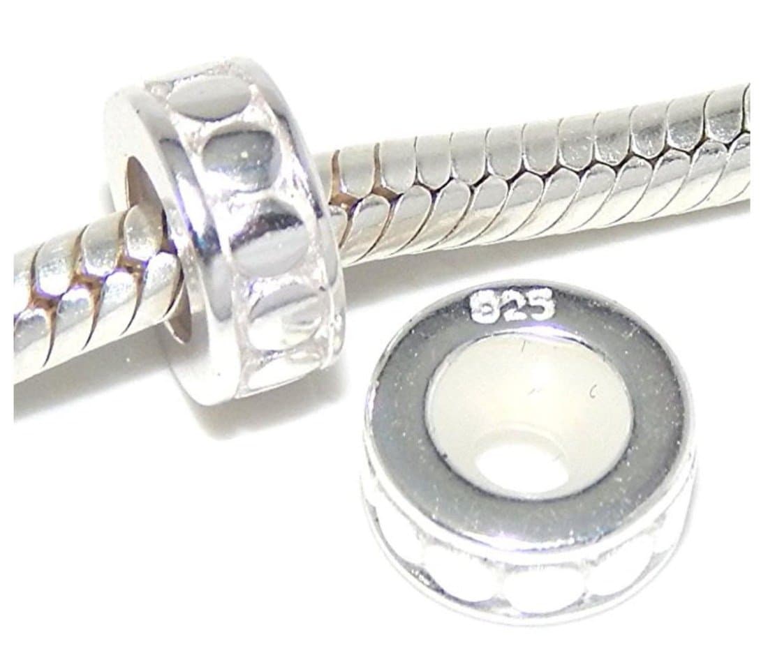 Adabele Authentic Sterling Silver Rubber Charm Stopper Spacer Beads for 3mm (0.12 inch) Chain Bracelet Necklace Personalized Jewelry Birthday Women Men Girl Gift