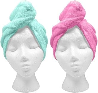 Turbie TwistXL Hair Towels (2 Pack) Extra Large Pink, Aqua