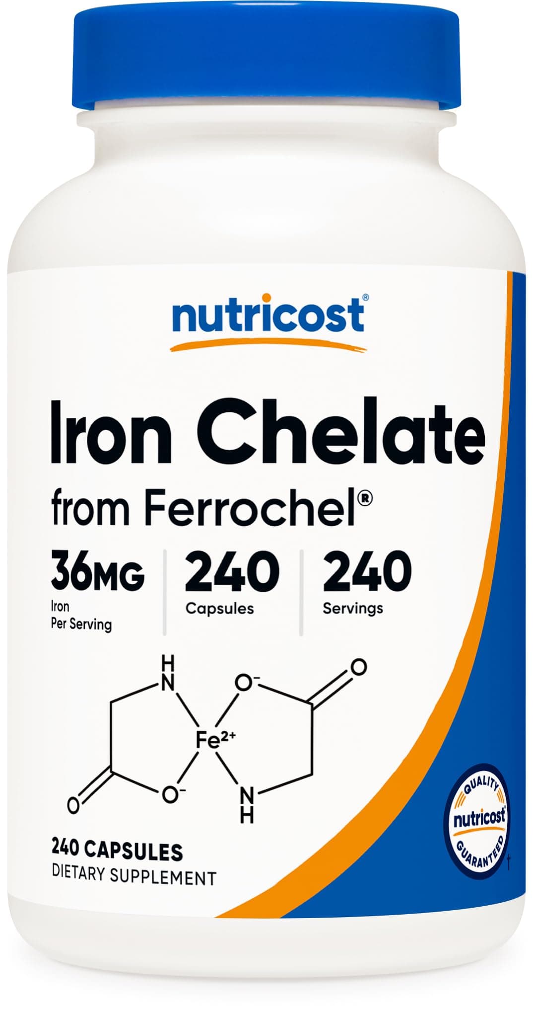Chelated Iron, As Ferrochel, 36mg, 240 Capsules