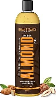 UrbanBotanics Pure Cold Pressed Sweet Almond Oil for Hair and Skin, 6.76 fl.Oz (Odorless)