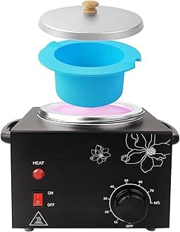 Portable Wax Warmer Machine for Painless Hair Removal, Women Men Professional Wax Heater with Adjustable Temperature Set, 20pcs Sticks, 1 Silicone Bowl (Black- Single Pot)