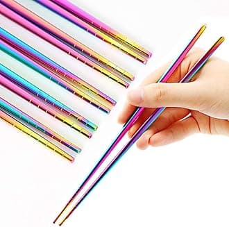MUYOS Stainless Steel Reusable Chopsticks (5 Pairs, Rainbow)