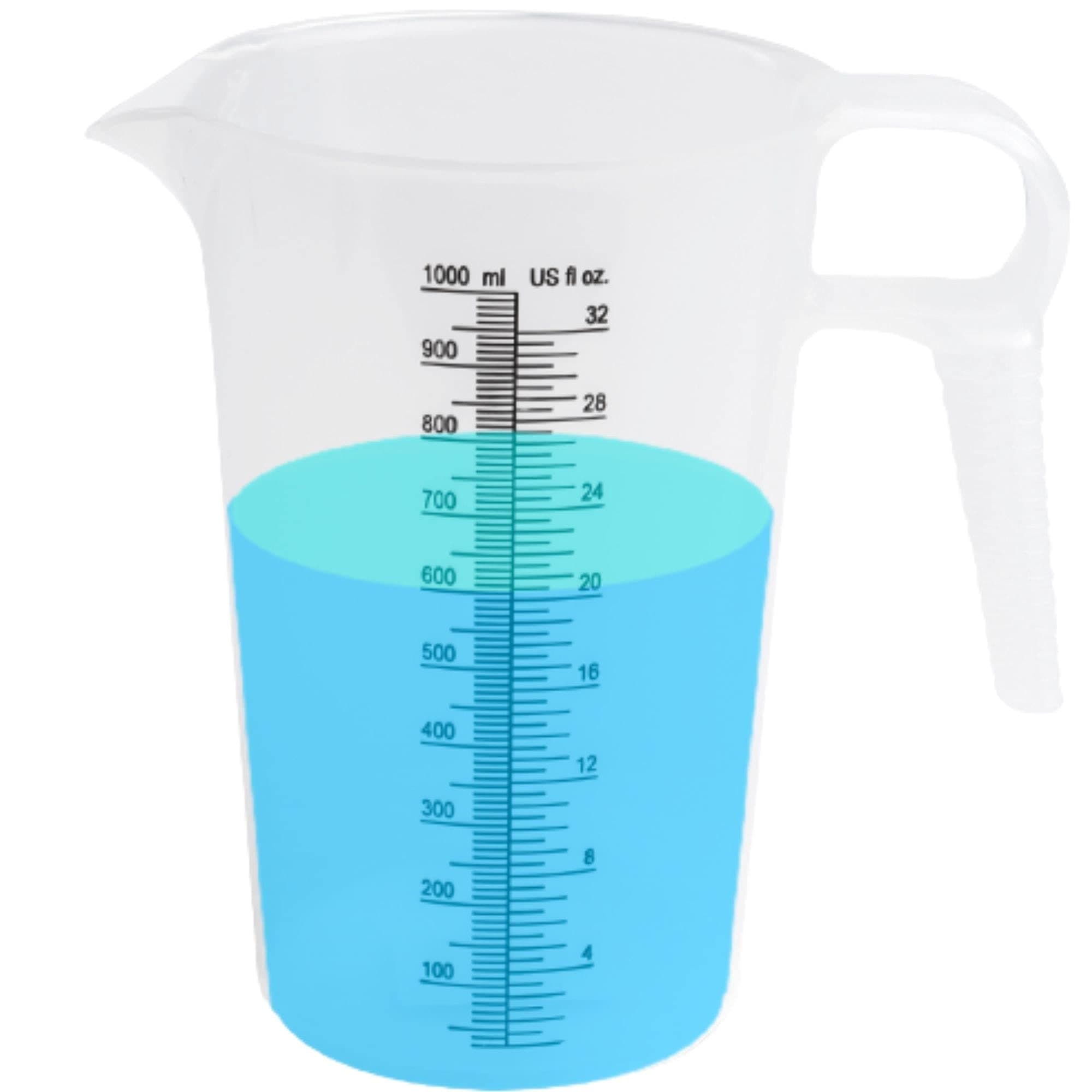 32oz (1 quart) Measuring Pitcher, Plastic, Multipurpose - Great for Chemicals, Oil, Pool and Lawn - Ounce (oz) and Milliliter (mL) Increments (1000 mL)