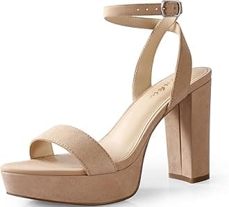 Ankis Platform Heels for Women 4 Inches Chunky Heels Sandals for Women Comfy Open Toe Block Heeled Sandals Nude White Silver Gold Black Ankle Strappy Heels