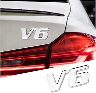 V6 3D Car Emblem Badge Decal, 2PCS Auto Trunk Rear Tailgate Metal Sticker, Car Side Fender Letter Nameplate Logo, Vehicle Exterior Decoration Replacement Universal for Truck, SUV, Van (V6)