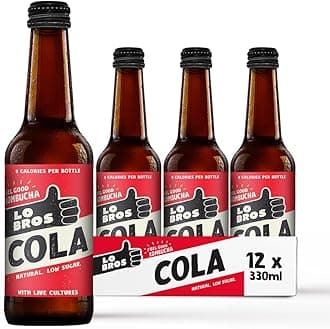 Lo Bros Kombucha - Cola - Sparkling Refreshing Drink with Natural Ingredients and Live Cultures, Supports Gut Health, Low Sugar, Vegan, Bottles- 12 x 330ml