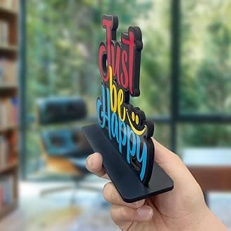 Artvibes Wooden Idols and Figurine Just Be Happy Quotes Table Decor for Office Desk Showpiece | Home Decoration Item | Living Room | Modern Gifting Items (SP_1153)