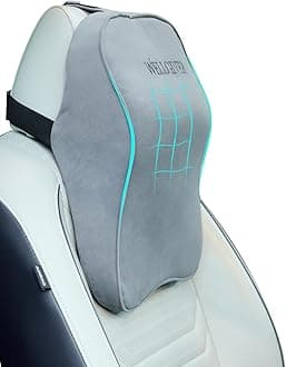 WELLGIVER Ultimate Car Neck Rest Pillow, 100% Memory Foam Car Pillow for Comfortable Rides, Superior Neck Support Cushion, Relieves Neck Pain (Grey (Pack of 1), Large)