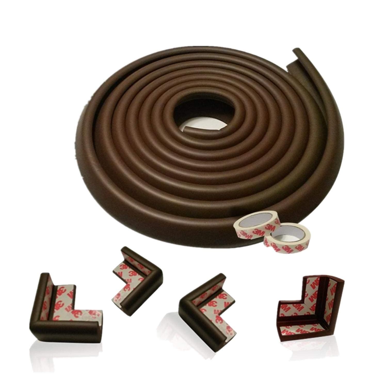 5M Baby Proofing Edge Corner Guards Safe Edge Corner Cushion Child Safety Furniture Bumper Table Protectors Pre Taped Corners Coffee brown