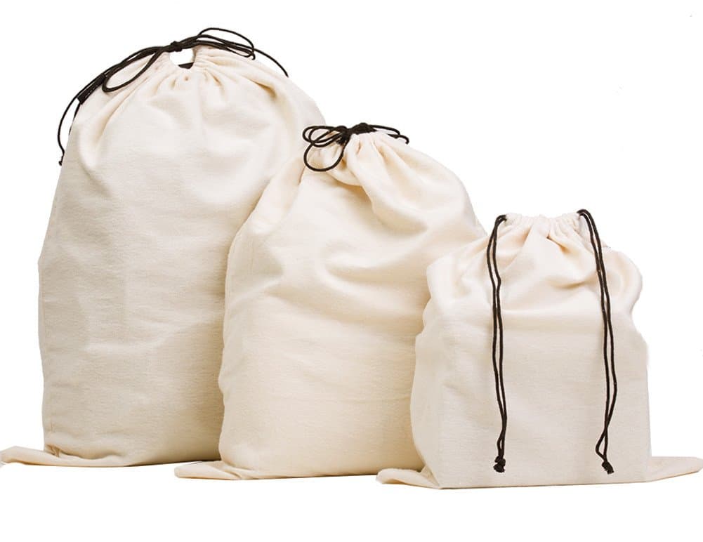MISSLO Set of 3 Cotton Breathable Dust Bags for Handbags Large Drawstring Storage Pouch Multi-Functional Bag (Beige)
