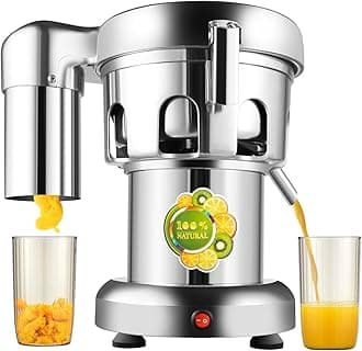 Commercial Juice Extractor, 110V Heavy Duty Centrifugal Juicer Machine Electric Stainless Steel Whole Vegetable & Fruit Juice Maker Squeezer (80-100 kg/hr Juice Amount)
