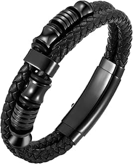 VNOX Men's Inspirational Mantra Engarved Handmade Braided Leather Adjustable Cuff Bangle Bracelet Encouragement Motivational Gift for Men