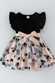 - Baby Girl's Elegant and Sweet Mesh Splicing Dress for Party || Frock for Girls || Short Sleeve Dress for Girls ||Fency Dress||(KD-134)