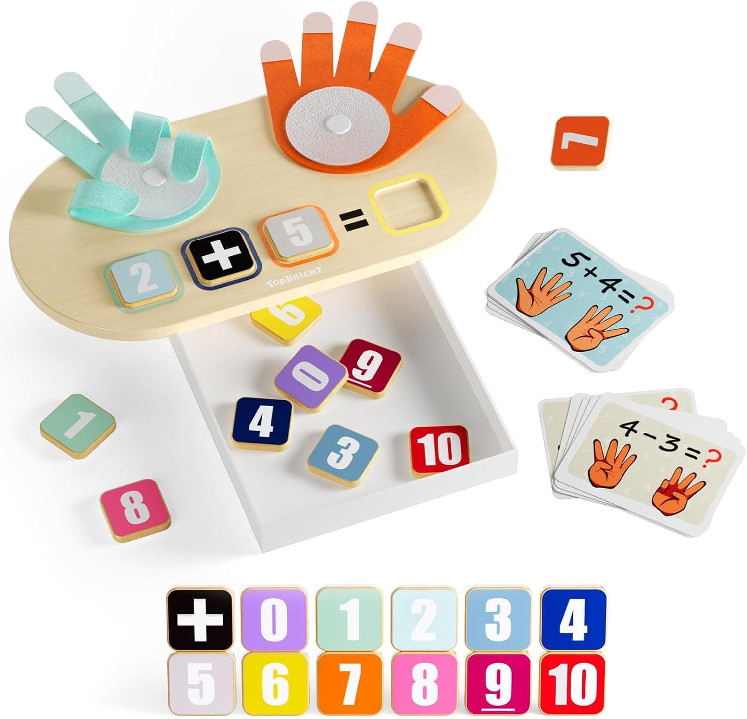 TOP BRIGHT Montessori Math Learning Toy for 3 Years Old Children - Finger Counting Game for Learning Numbers, Educational Numberblocks Toys for 3 4 5 Years Old Boys Girls Gifts