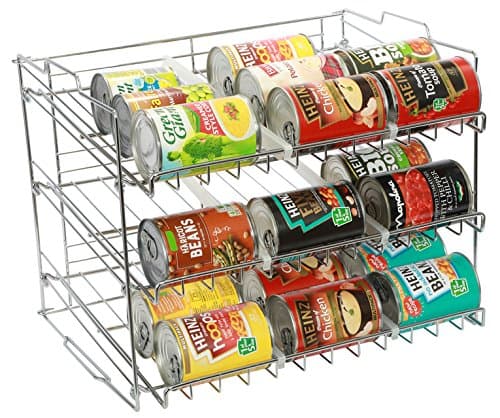 3 Tier Stackable Can Rack Holder - Kitchen Organiser for Canned Goods - Chrome Finish