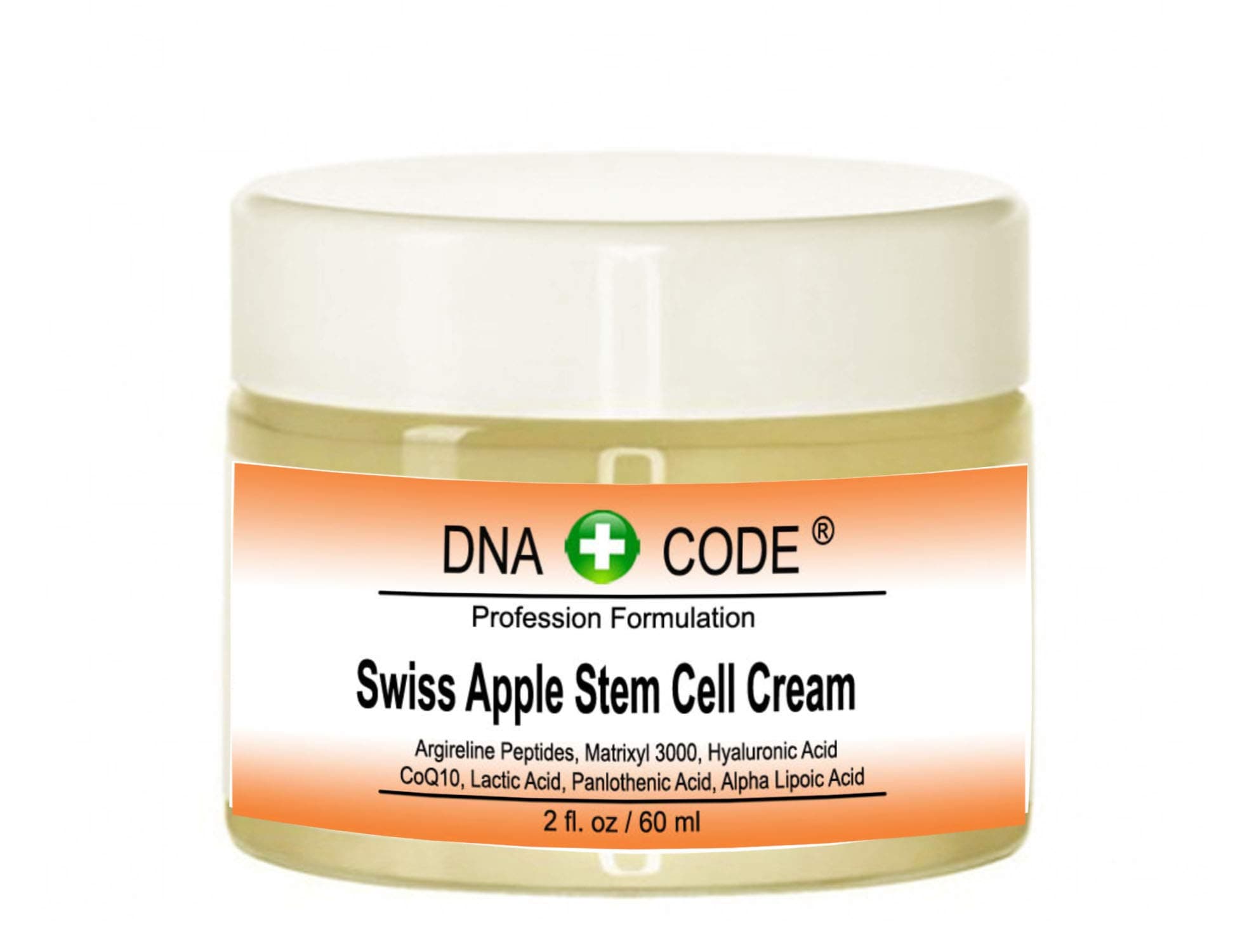Skin Care Code®- Swiss Apple Stem Cell Cream w/Argireline, Matrixyl 3000, Hyaluronic Acid, CoQ10. Big 2 OZ or 4 OZ