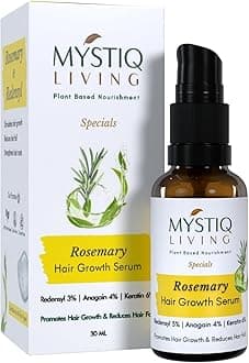 Mystiq Living Rosemary Hair Growth Serum for Scalp with 3% Redensyl, 4% Anagain, 6% Keratin - 30 ML | Advanced Hair Growth Serum for Hair Fall Control | For Men & Women