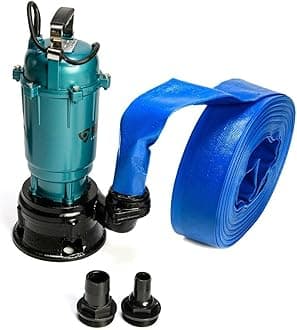 Heavy Duty Flood Sewage Water Pond Drain Septic Sump Cesspool Grinding Pump with Float Switch 10m, 20m, 30m or 50m Blue (Pump with Float Switch 50m Blue)