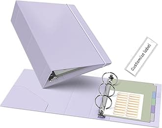 Ospelelf Leather Mini Binder Vintage Hardcover 2 Inch Rings, Professional Small 3 Ring Binders Organizer Suitable for 5.5" x 8.5" Documents, Binder Dividers with Tabs, Purple