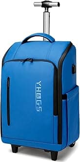 GOTECHRolling Backpack, Waterproof Backpack with Wheels for Business Commuter, Carry on Backpack with Laptop Compartment, Fit 15.6/18 Inch Laptop, Wheeled Backpack for Adults (Blue)