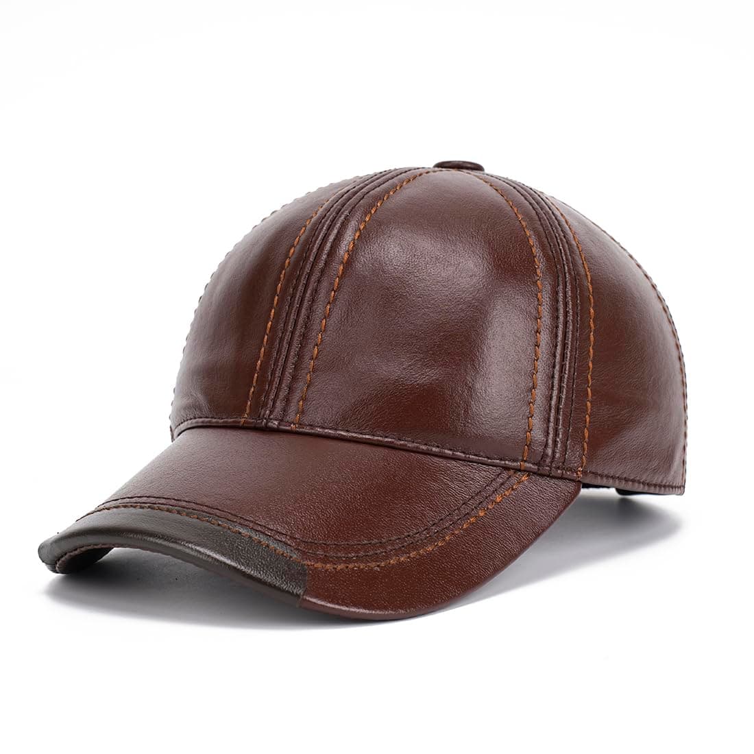 Adjustable Men's Genuine Cowhide Leather Baseball Cap for Fall Winter Outdoor Sports Hat