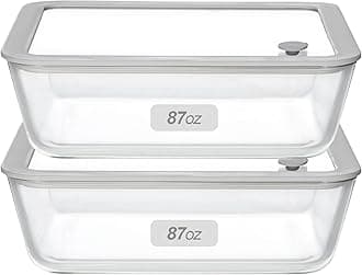 - Glass Food Containers with Glass Lid, Microwave Safe Food Storage Container Set, 2 Pack of 87oz, Large Size Airtight Storage Set with Leak Proof Lids, Meal Prep Containers