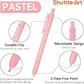 Shuttle Art Retractable Coloured Gel Pens, 0.5mm 8 Colours Gel Ink Pens, Pastel Pens Fine Point Quick Drying Cute Pens for Writing, Drawing, Journaling, Notes-Taking, School Office Supplies