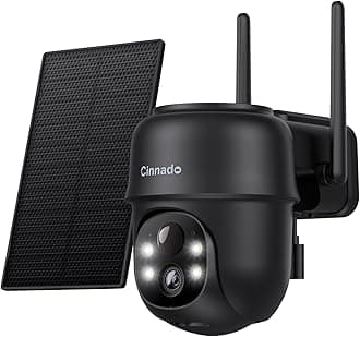 Cinnado 2K Cameras for Home Security-2.4G WiFi Outdoor Camera Wireless Solar/Battery Powered, 360° Viewing, Human Detection, Color Night Vision, Cloud/SD Storage B6 (B6-Black-1pack-2.4G)