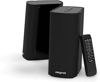 T100 2.0 Compact Hi-Fi Desktop Speakers, up to 80W Peak Power with Bluetooth 5.0, Optical-in, AUX-in, Wide Soundstage and Audio Clarity with Bass Control for Computers and Laptops (Black)