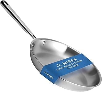 - Misen 5-Ply Stainless Steel 12" Frying Pan - Professional Cookware for Induction, Gas and Electric - Dishwasher Safe, Oven Safe to 800°F - Durable, Versatile, Even Heating