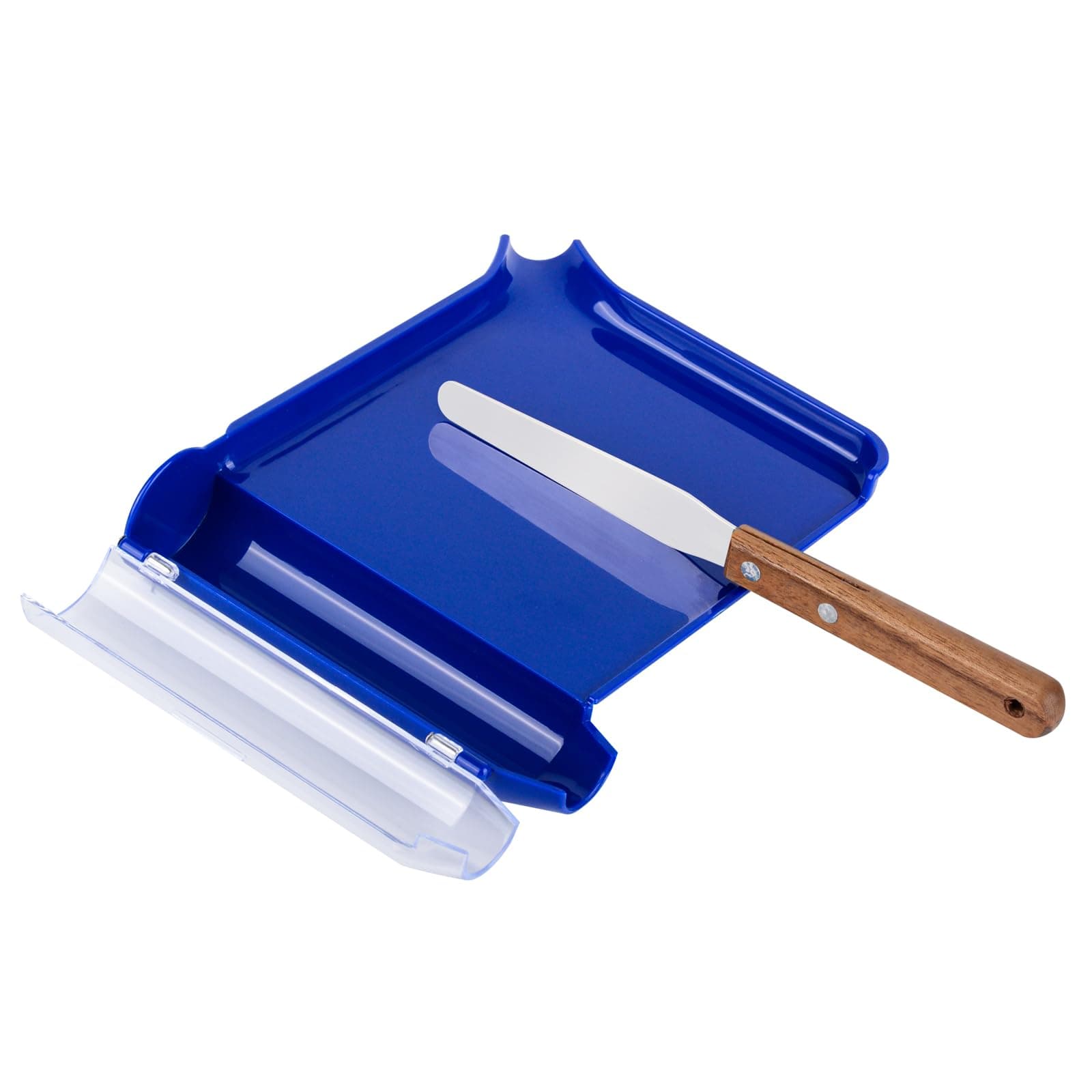 Right Hand Pill Counting Tray with Spatula (Blue - Wood Handle)