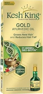 Kesh King Gold Ayurvedic Hair Oil with 21 Herbs and Gro-Biotin, Helps Grow New Hair and Reduce Hair Fall, Comes with a Hairfall Reduction Tracker, 100ml