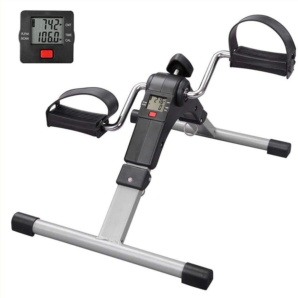 AAmilife Pedal Exerciser Folding Mini Exercise Bike with Digital Display for Arm Leg Indoor Fitness