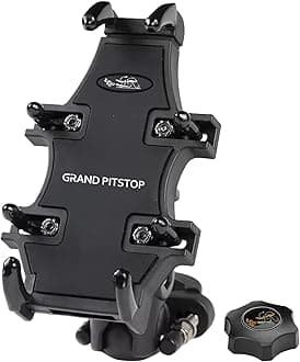 GRAND PITSTOP ATV Phone Holder, Quad Phone Mount, 8 Clamps Holds 4.7-7.1" Phones, One Hand Operation Anti Theft 360° Rotatable Motorcycle Holder for Iphone Samsung Google Other Smartphones Black